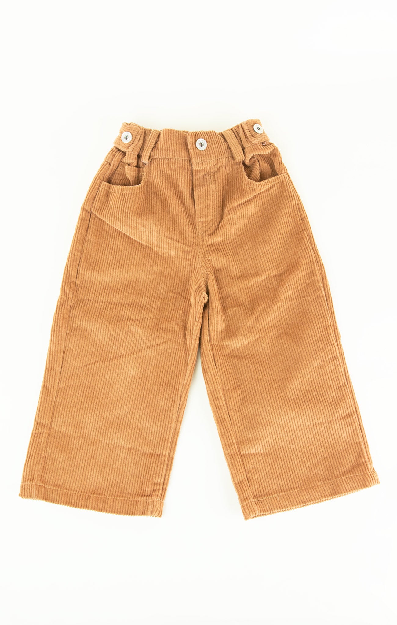 Brown corduroy pants on a white background