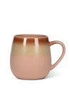 A ceramic mug with a smooth gradient glaze transitioning from a warm brown at the top to a muted dusty pink at the bottom, set against a plain white background.