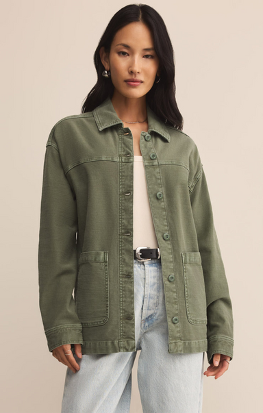 Shop At Grace, On The Road Relaxed Chore Jacket, hunter green