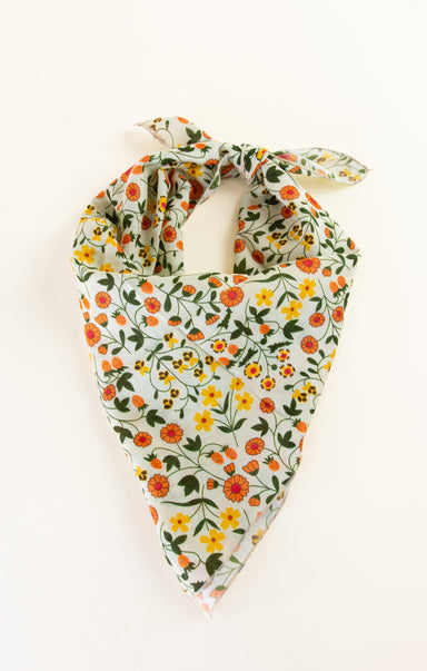 Floral patterned bandana on a white background