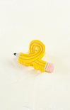Yellow pencil-shaped eraser on a white background