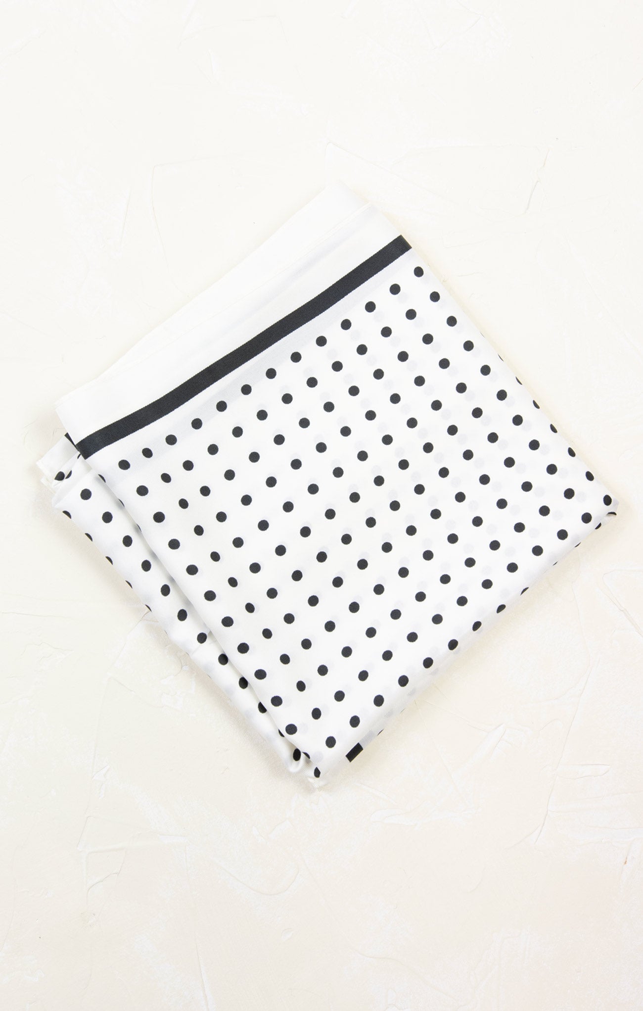Polka dot pouch with a black zipper on a white background