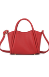 red shoulder bag on white background 