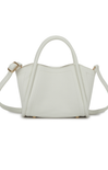 White handbag with a strap on a white background