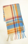 Plaid scarf with colorful pattern on a white background