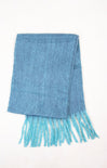 Blue scarf with fringes on a white background