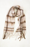 Plaid scarf with brown and beige colors on a white background