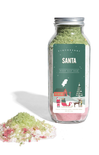 Jar of 'Santa' pickled salt with a festive label on a white background