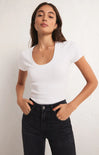 SIRENA SS TEE-z-supply,short sleeve,scoop neck,white,ribbed fabric,regular length