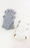 Pair of gray gloves with a textured pattern on a white background