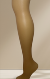 Beige tights worn by a person against a beige background