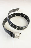 Black belt with silver studs on a white background