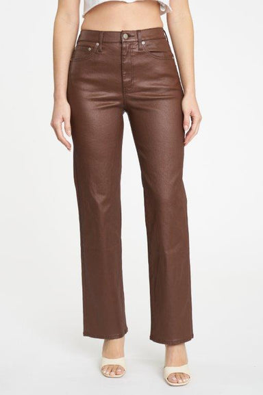 SUNDAZE ESPRESSO - Faux leather, high waisted, stretchy material, brown, straight leg, ankle length