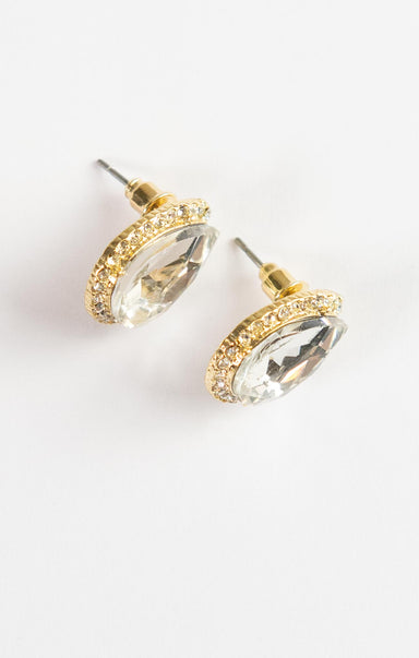 TEARDROP GLASS EARRINGS-gold,silver,teardrop shape,outline of crystals