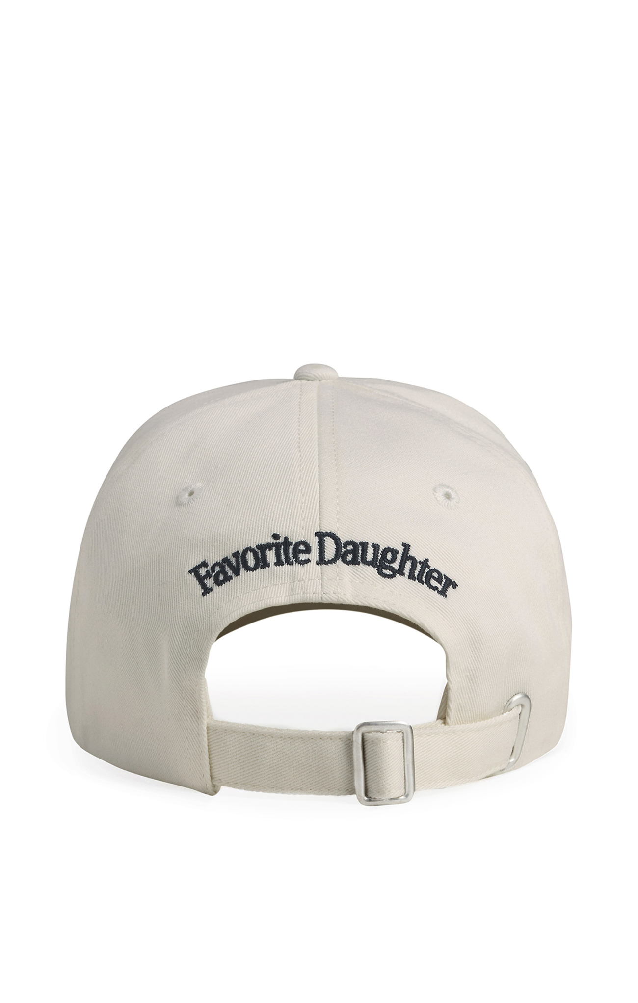 Beige cap with 'Favorite Daughter' text on a white background
