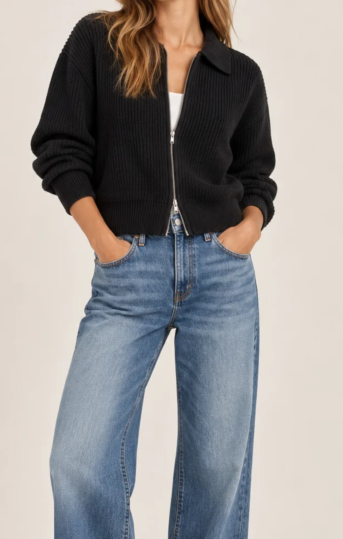 The Zip Up Polo Cardigan