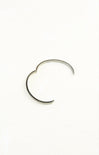 Silver hoop earring on a white background