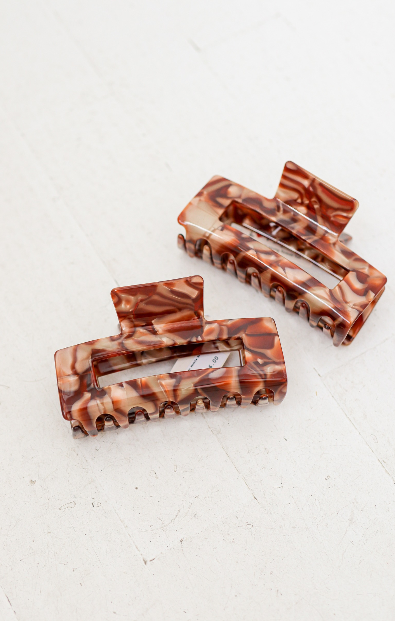 Ursula Brown Marble Rectangle Claw Clip