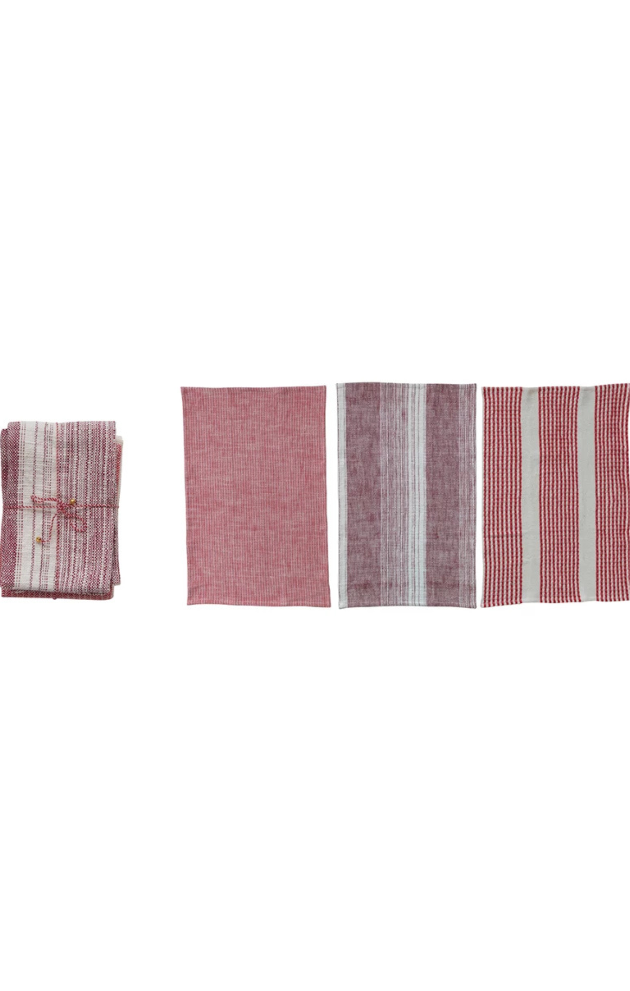 Set of four striped fabric panels on a white background