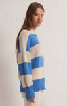 FRESCA STRIPE SWEATER-z-supply,blue isle,striped sweater,blue and cream,crew neckline,knitted,long sleeves