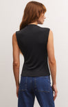 LIBRA SHINE JERSEY TOP-black,mock neck,jersey material,sleeveless,full length