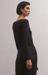 MARA KNOTTED TOP-black,long sleeve,knots on neckline,tight fitting