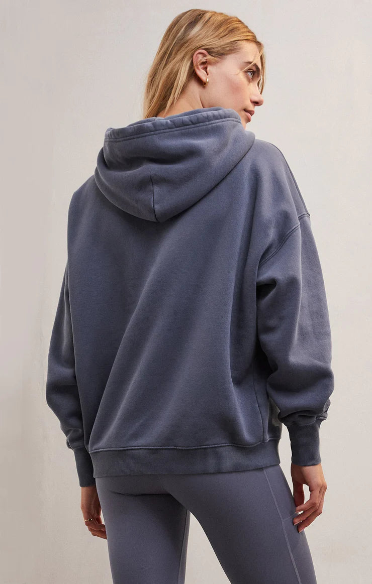 OVERSIZED HOODIE-blue ash,hooded,middle pocket,long sleeve,drawstring hood