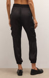 RORY CARGO JOGGER-black,cargo pant,jogger,pockets on sides,drawstring waist,sheen fabric