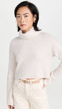 URSA SWEATER TOP-abyss,light oatmeal heather,turtleneck,long sleeve,cropped,solid print,knit