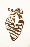 Brown and white zebra print scarf on a white background