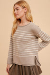 Daisy Rolled Trim Stripe Sweater - shopatgrace.com