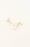 gold heart earrings with pearl dangle