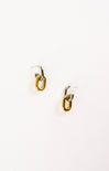 Gold hoop earrings on a white background