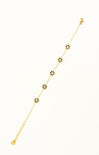 Gold necklace with floral pendants on a white background