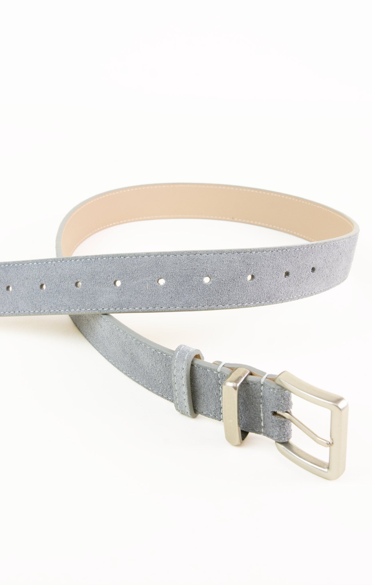 Gray belt with beige strap on a white background