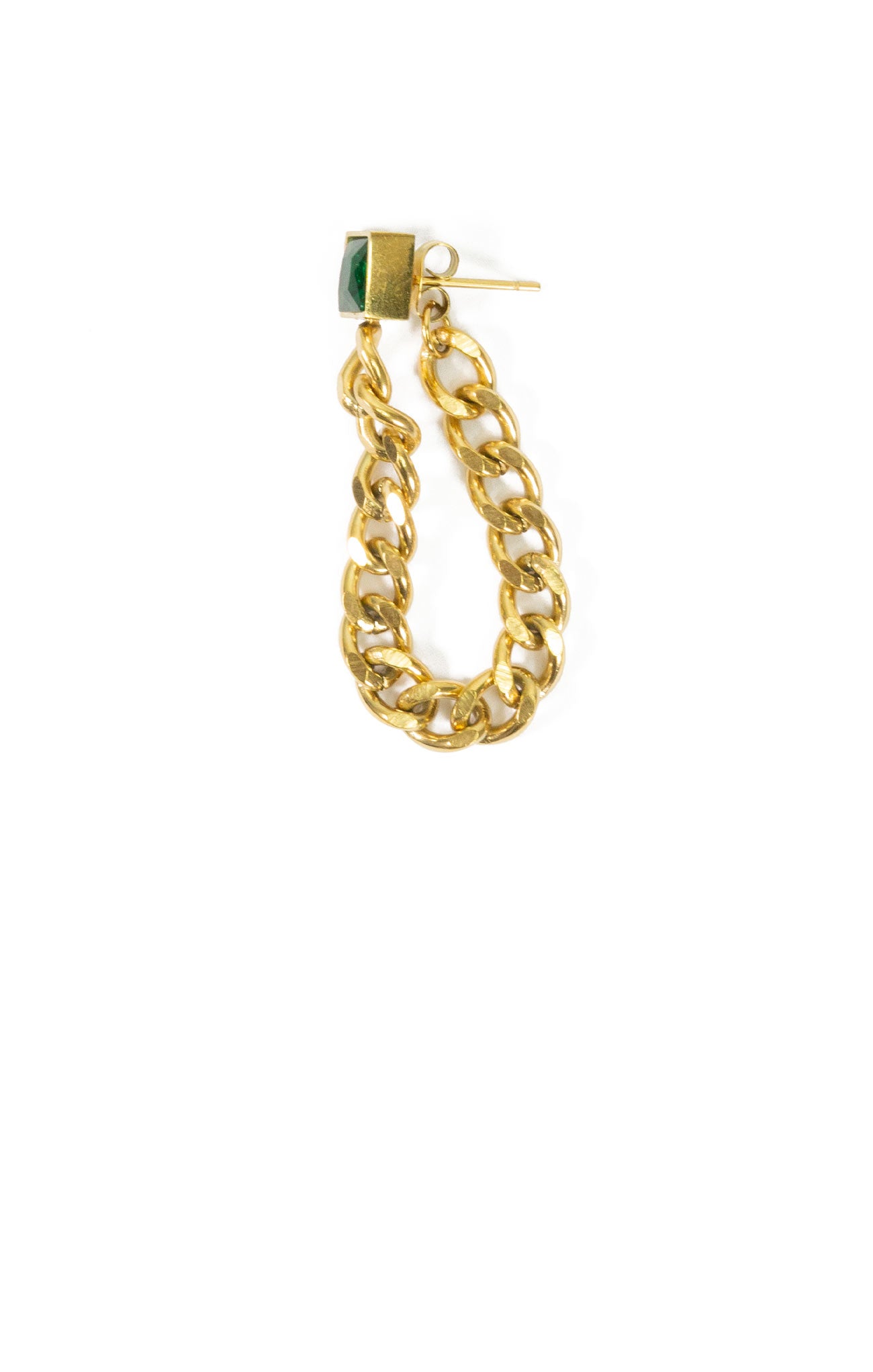 Emerald & Chain Studs