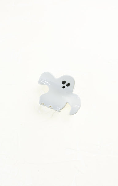 White ghost-shaped object on a white background