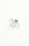White ghost-shaped object on a white background