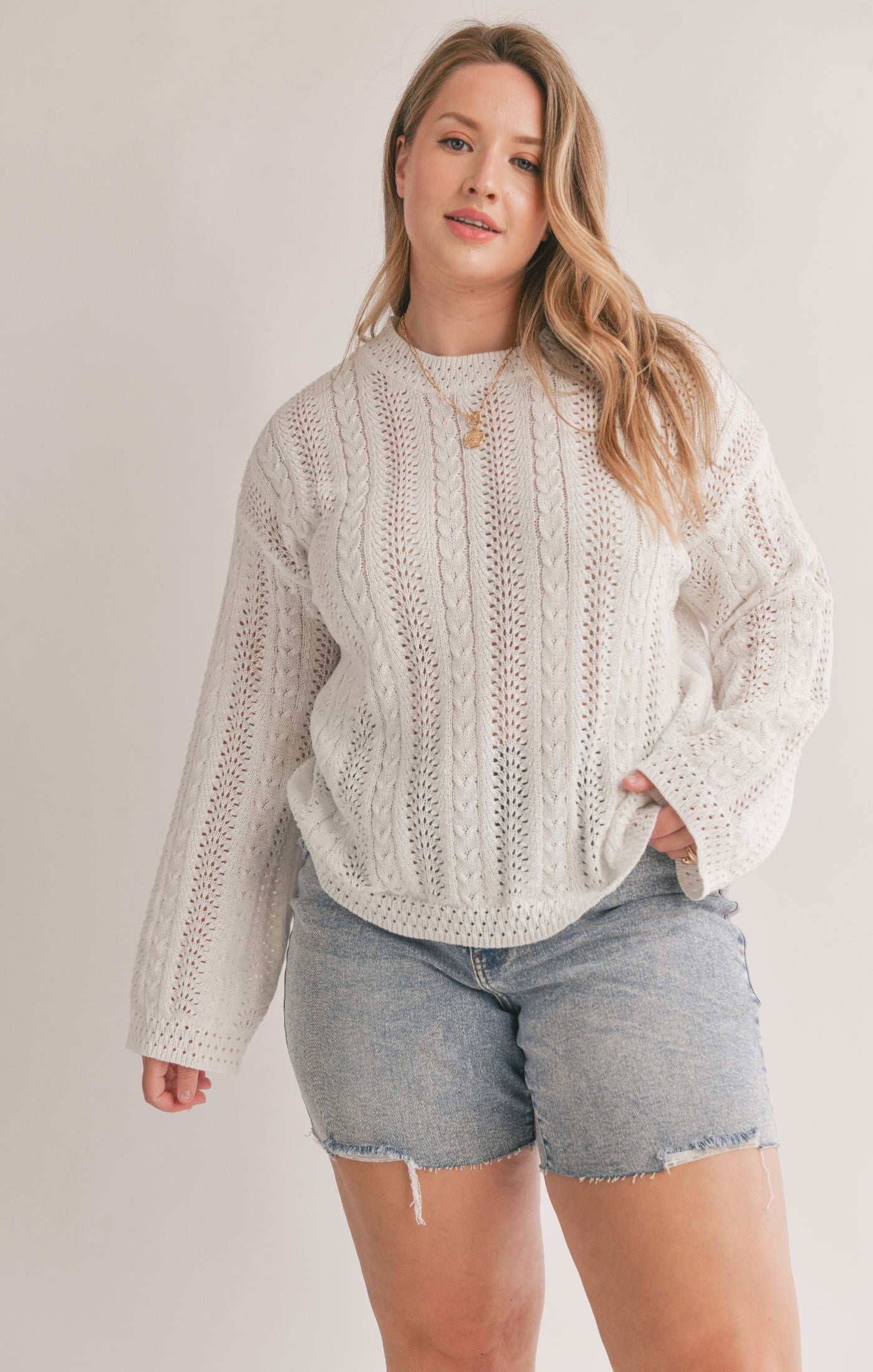 Curvy Ella Spring Cable Sweater