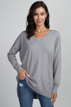 Dreamers Sweater- Neutrals - Long Sleeve, Relaxed Fit, Long in Length, Scoop Neck, Grey