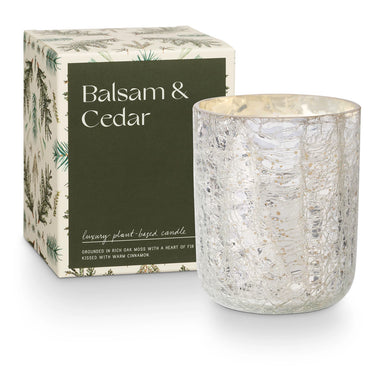 Balsam & Cedar Small Boxed Crackle Glass Candle -  ShopatGrace.com