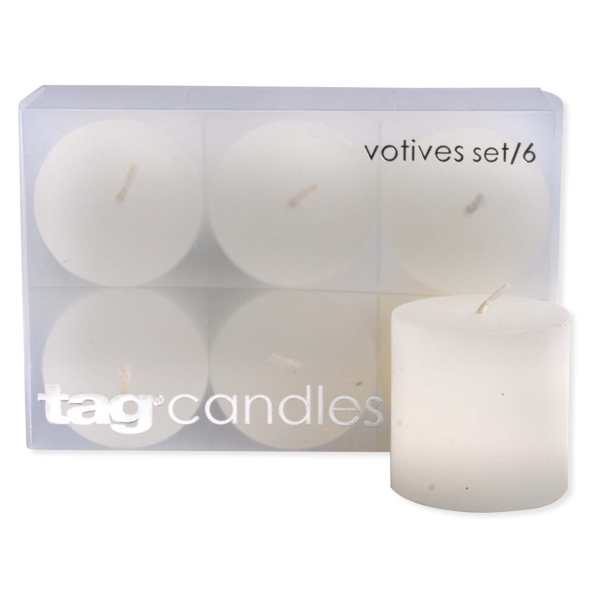BASIC VOTIVE CANDLES SET- set of 6 votive candles, white 